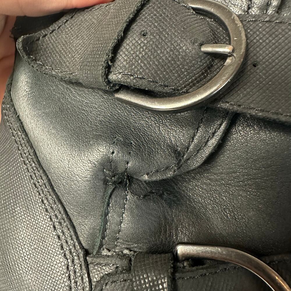 Sorel Black Boots Phoenix Moto Engineer Leather Waterproof Buckle LL3265 8.5 - Picture 7 of 12